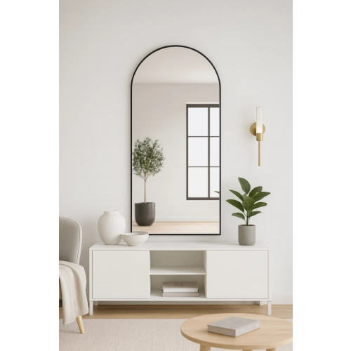 Lustro półowalne w ramie złotej MDF SLIM - DOMI - kolor do wyboru